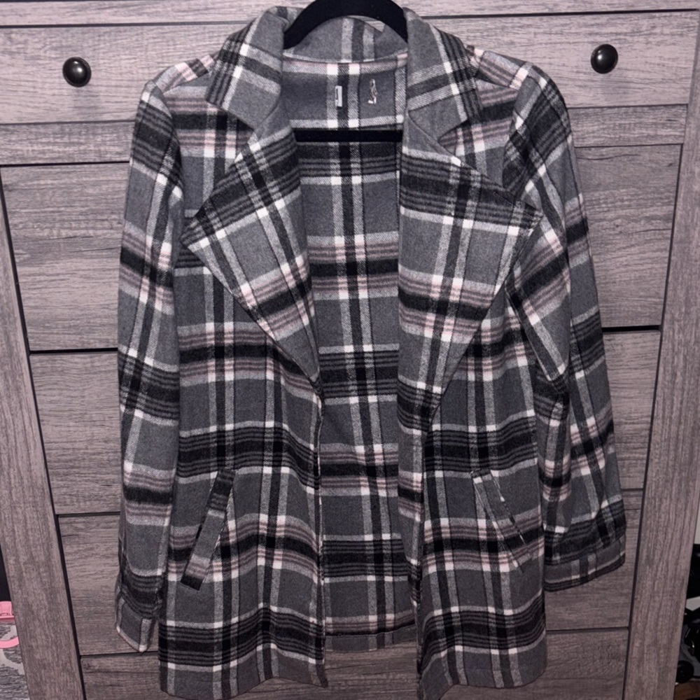 Plaid Women's Jacket in Gray and Pink